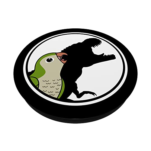 Parrot & T Rex Shadow I Green Monk Parakeet Quaker PopSockets Swappable PopGrip, Black - Image 2