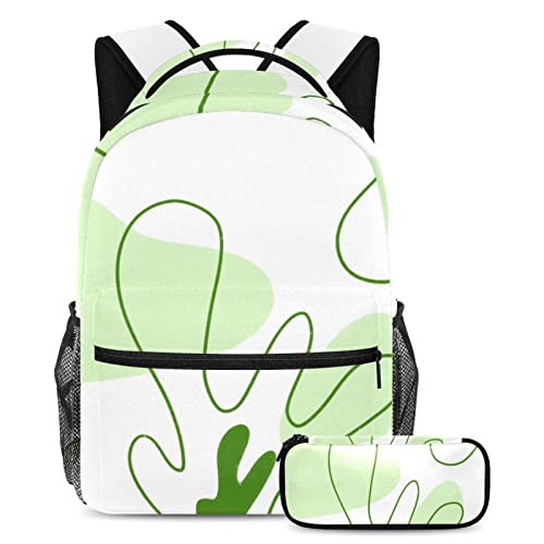 Sac à dos vert avec trousse pour l'école et voyage des adolescents multicolore
