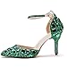 Royal Blue Rhinestone Sandals Thin High Heels Pointed Toe Sandals Blue Crystal Heels Shoes Fashion High Heel Shoes (40, Green, numeric_8_point_5)