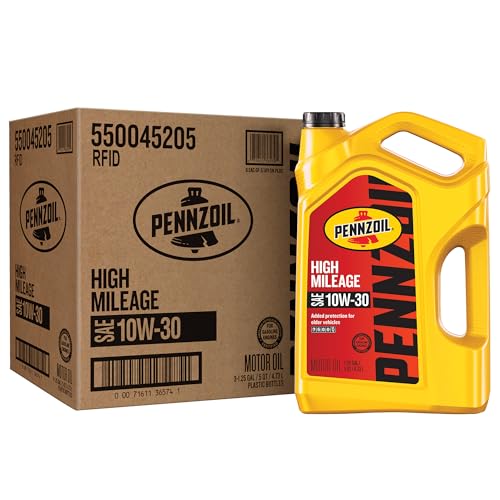 Pennzoil High Mileage 10W-30 Motor Oil 5 Quart (3 Pack)