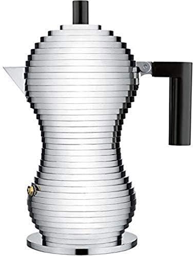 Alessi MDL02/3 B Pulcina Espresso coffee maker in cast aluminium. Handle and knob in PA, black, 3 Cups