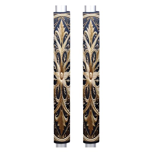 Image of Pardick Gold Blue Ethnic Refrigerator Door Handle Covers Set of 2 Gold Blue Ethnic Washable Fridge Dishwasher Mocrowave Oven Door Decor Protector Handle Cover Kitchen Appliance Decorative