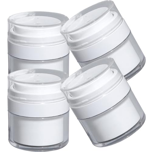 Mobestech Dispensador de Loción sin Aire 50 Ml 4 Piezas Frascos de Acrílico Reutilizables para Crema Facial y Cuidado Personal Botellas de Viaje Compactas Bomba para Artículos de Tocador