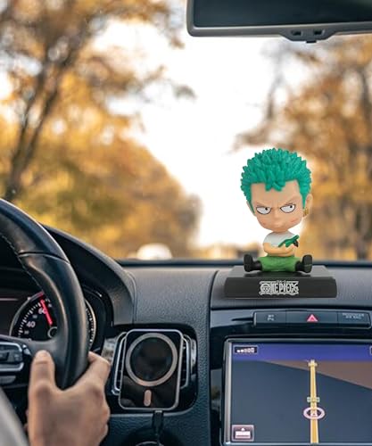 Image of Daiyamondo Polyvinyl Chloride Super Hero Anime Action Figure Bobble Head for Car Dashboard Office & Study Table Decoration for Everyone (Zoro One Piece, 9 Cm, 7.5 Cm)