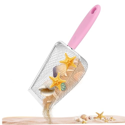 Csafyrt Beach Mesh Shovel 1/8'' Mesh Sand Sifter for The Beach Stainless Steel Litter Scoop Scooper for Kids Beach Toy Easy to Clean Reptile Terrarium Sand Waste, Beach Shovel