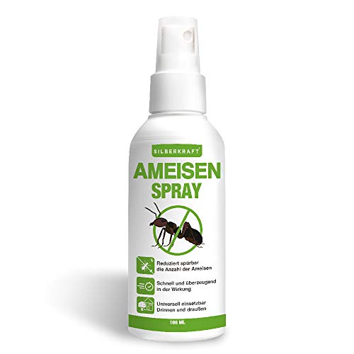 Silberkraft Espray antihormigas ahuyentar Hormigas, 100% Biodegradable, antihormigas y de Efecto inmediato y de Larga duración para Combatir los parásitos, Alternativa al Veneno de Hormigas.