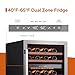 Ca'Lefort Wine Fridge & Cooler - 24 Inch 52 Bottle Wine Cooler Refrigerator, 40-65°F Dual Zone Wine Refrigerator Glass Door, 3 LED Built-in or Freestanding Fridge for Home/Bar/Kitchen (5.65 cu.ft)