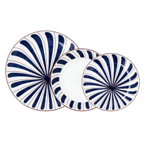 Bidasoa Oceanika Vajilla Porcelana 18 Piezas - 6 Personas Porcelana Apto Microondas Apilable