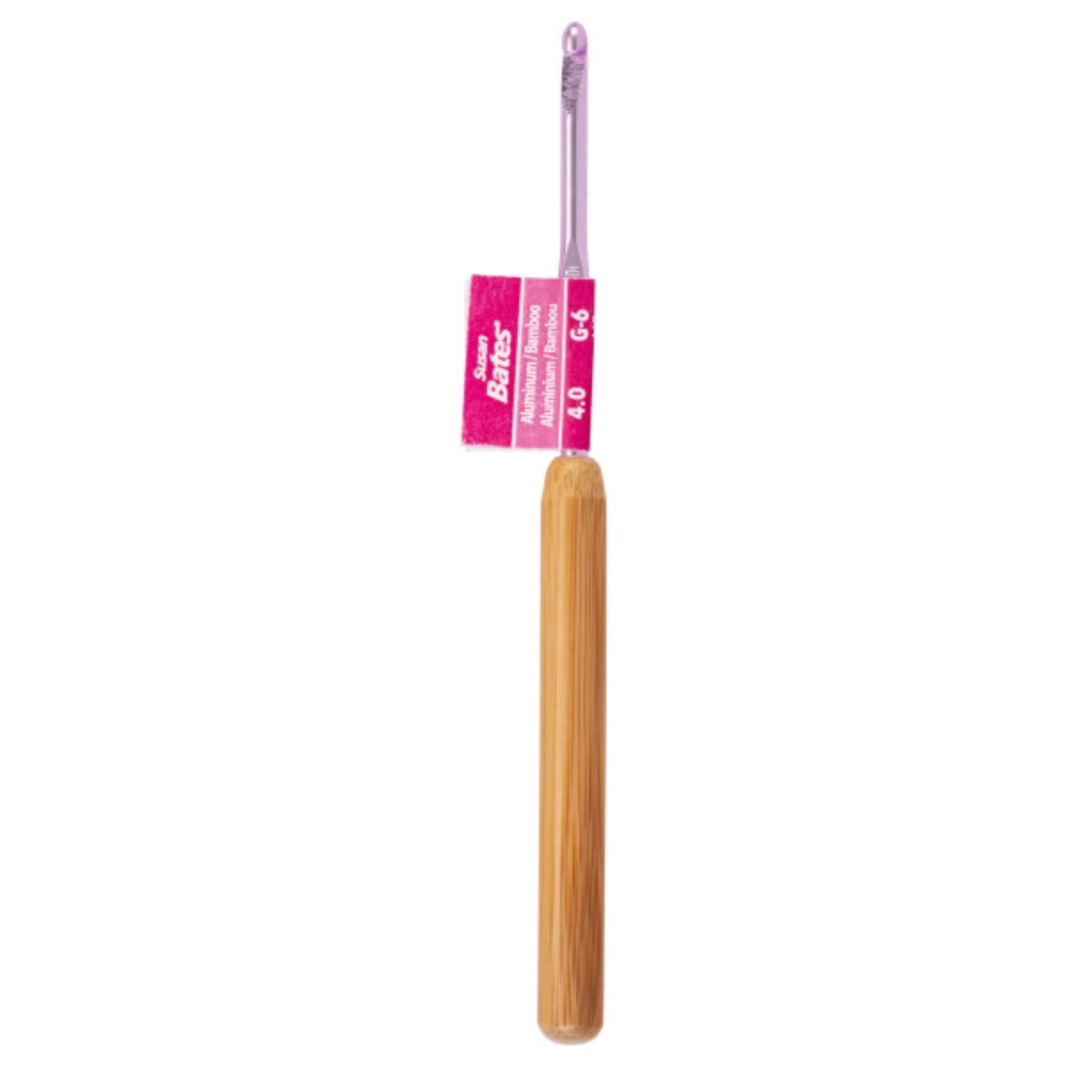 Susan Bates Bamboo Handle Aluminum Crochet Hook, Size G6/4mm, Silvalume