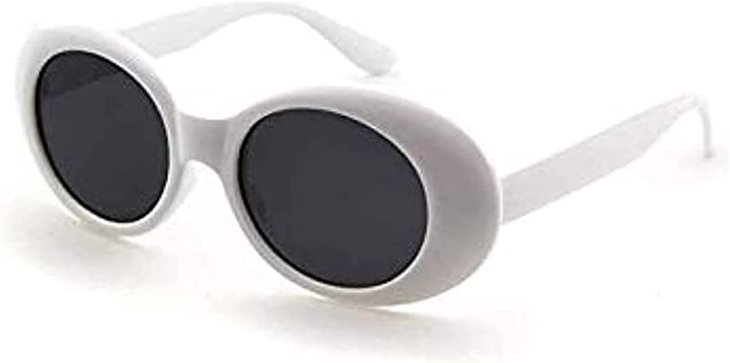 Clout Goggles Oval Sunglasses Mod Style Retro Thick Frame Kurt Cobain Inspired Sunglasses With Round Lens vintage- One Size