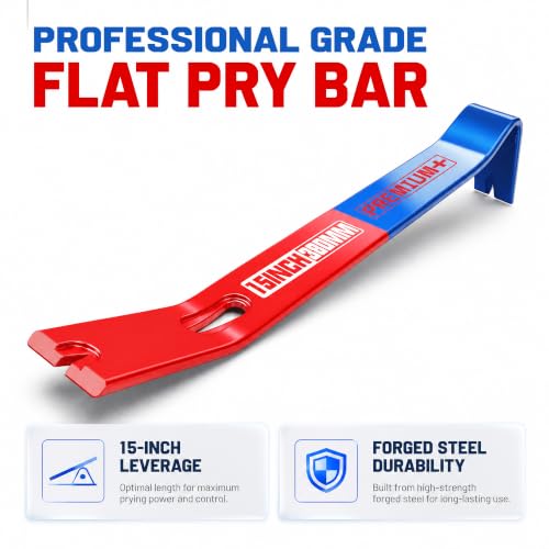 Arwealxs 15 inch Heavy Duty Flat Pry Bar, Durable Crowbar with 3 Nail Puller Slots, Sturdy Claw Bar, Steel Nail Puller Tool for Woodworking, Automotive Repair, Demolition and DIY