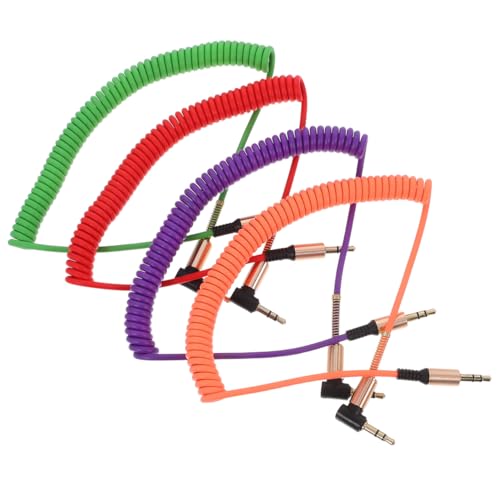 Cable de audio auxiliar 3.5 mm doble 4-pack enrollado miniatura 3