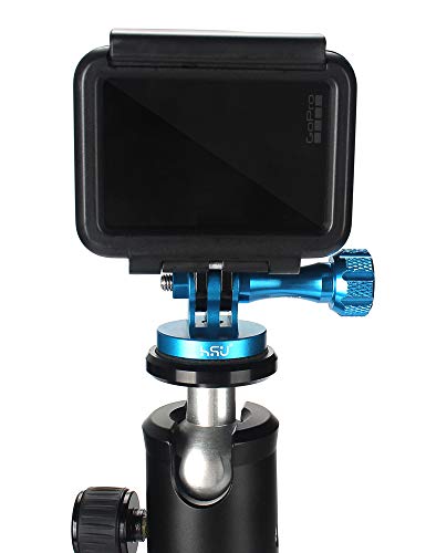 HSU Stativ Adapter für GoPro, Aluminium Halterung mit Schraube für Hero 12/11/10/9/8/7/6/5/4/3 und meisten Anderen Action-Kameras(Blau)