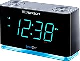 Emerson SmartSet Alarm Clock Radio with Bluetooth Speaker, Charging Station/Phone Chargers with USB Port for iPhone/iPad/iPod/Android and Tablets (Renewed)