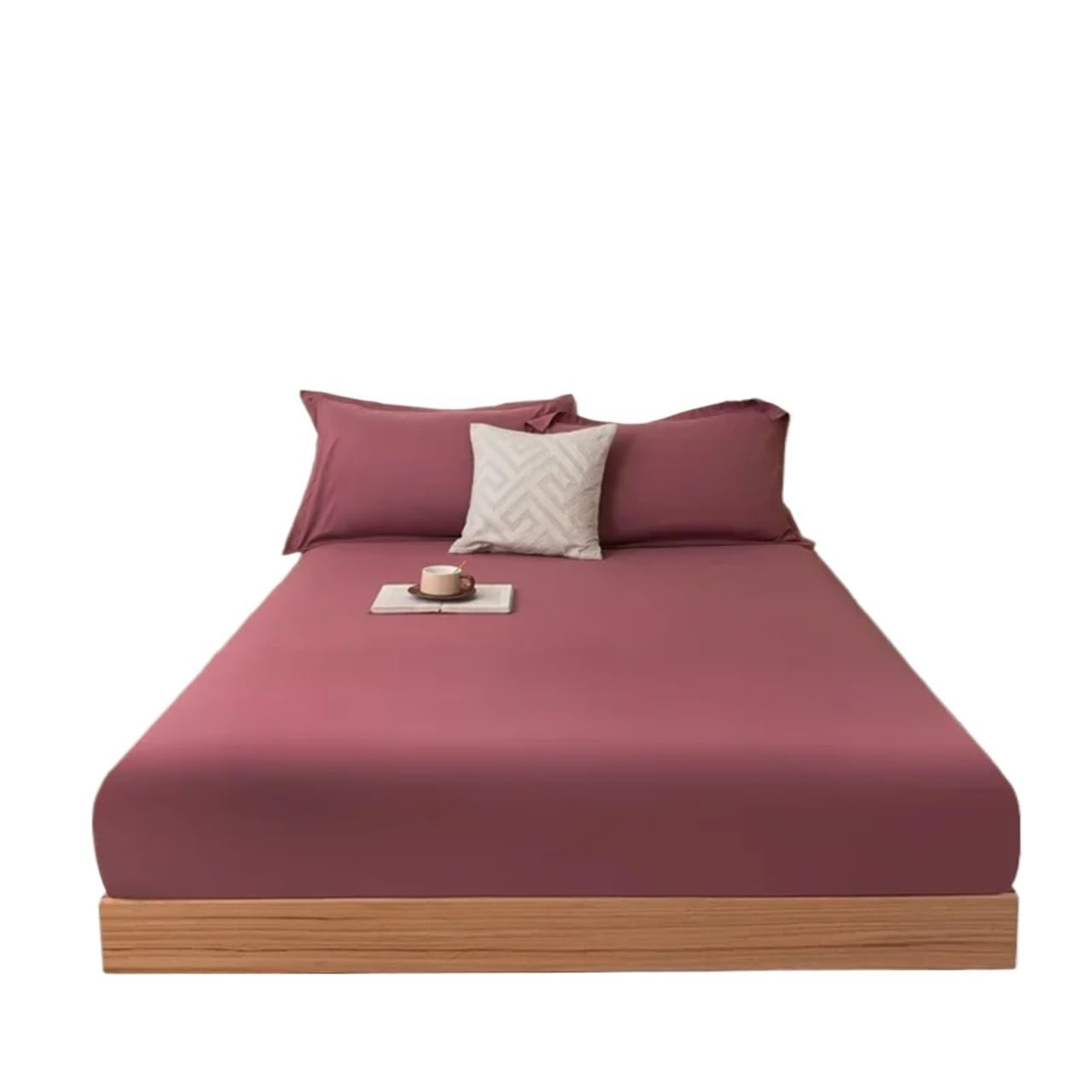 Funda de colchón con Banda elástica, Color Liso, Protector for Cama Individual, Doble, tamaño King, sin Funda Almohada para ColchóN(Dark Pink,180x200cm)
