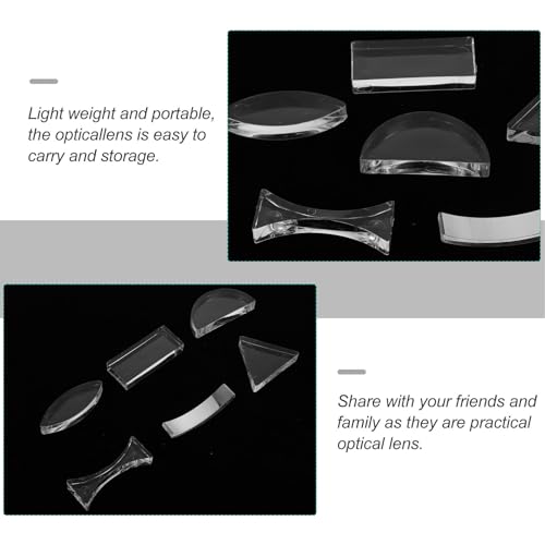 Image of iplusmile 6Pcs Optical Lens Kit for Physics Teaching - Includes Convex and Concave Lenses, Prisms, and Optical Accessories for Education and Experiments