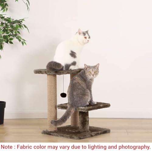 Image of Cat Tree with Multiple Levels and Scratching Posts (Brown - FUUR-17)