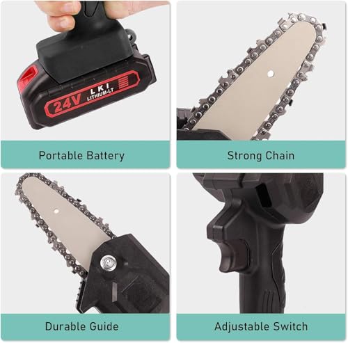 Image of 24V Cordless Mini Chainsaw with Rechargeable Battery, Portable Handheld Electric Chain Saw, One-Hand Wood Cutter for Tree Pruning, Garden Maintenance, Wood Cutting & DIY Projects
