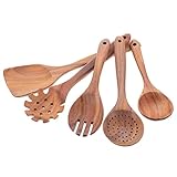 wrtgerht Wood KitcheUtensilien-Set: Antihaftbeschichtete PaWood-Löffel und Pfannenwender, Reispaddel, Salatgabel, Kochgeschirr, Kochutensilien-Set for Home KitcheTools Küchengeräte
