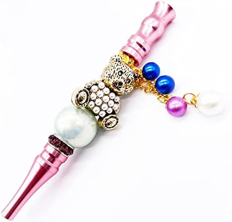 Luxurious Hookah Shisha Tips Diamond Hookah Holder Hose Accessories, Holder Cigarette Holder for Women Metal Colored Rhinestone Nozzles, Pink-B