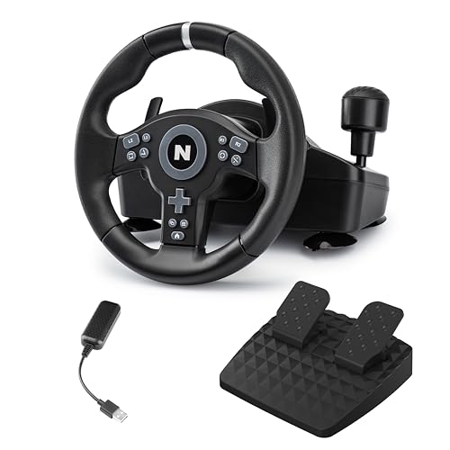 Image of NiTHO Drive Pro V200 P5 Gaming Steering Wheel for PS5, Racing Wheel with Pedals and Integrated Shifter for PS5, PS4, PC, Xbox Series X|S, Xbox One, Switch 2 & Switch, 270 Driving Sim with Vibration