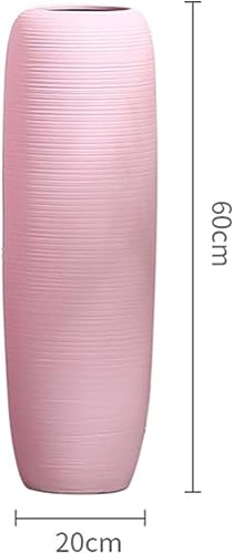 Miniatura 9 de Jarrón de piso alto rosa, florero de flores secas, decoración de oficina, jarrón de cerámica con flores de cerezo, hermoso, delicado, alto 23.6