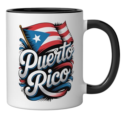 Taza de cerámica Puerto Rico Negra y Blanca miniatura 2