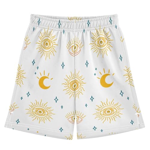Mystical Eyes Athletic Shorts with Zipper Pockets, Youth Boys Athletic Running Shorts for Summer