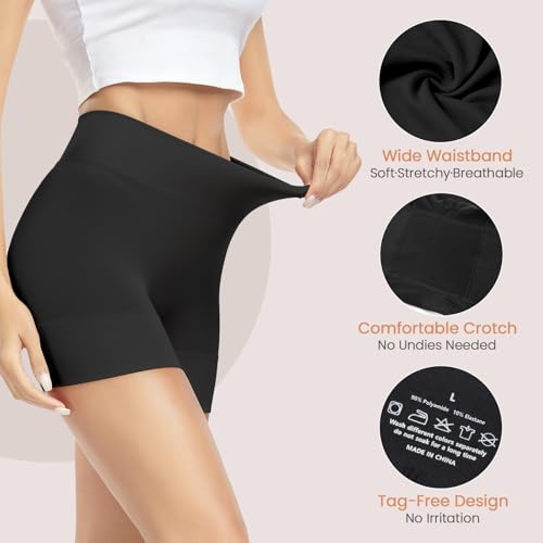 BESTENA 3 Pack Slip Shorts for Under Dress Anti Chafing Shorts Boyshorts Panties for Women4