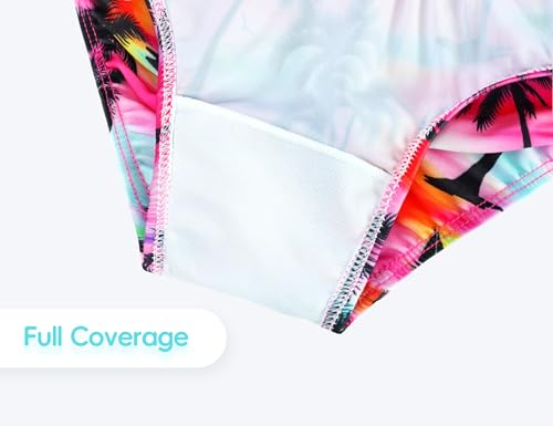 Image of Girls Swimsuit Long Sleeve Rush Guard Bathing Suit Swimwear with Bikini Bottom Sun Protection
