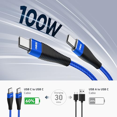 Image of Extra Long USB C to USB C Cable 15FT 2Pack 100W USBC Charger Fast Charging Cord Braided, Type C Cable for iPhone 17 Pro Max, 16 /15, iPad Pro /Air /Mini, MacBook, Samsung, Android Phones, Tablet & Laptop