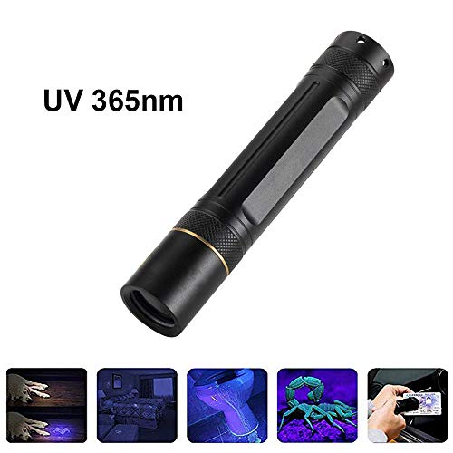 Linterna Ultravioleta LED 365nm Luz Negra Linterna, LUXNOVAQ Luz Ultravioleta Portátil Linterna UV Flashlight Detectar Orina de Perros/Gatos y Manchas Secas(Batería no incluida)