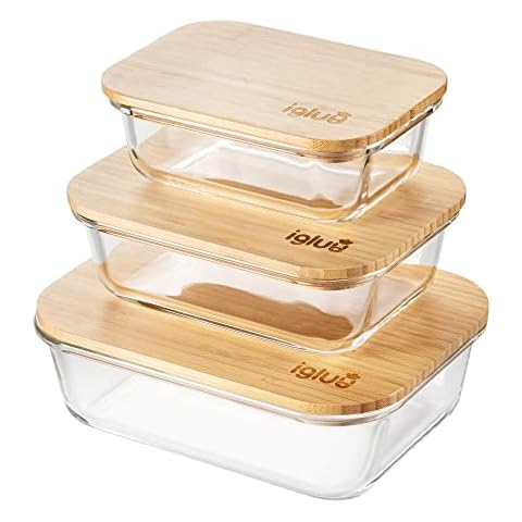 Igluu Meal Prep Glass Containers Set of 3 Cover