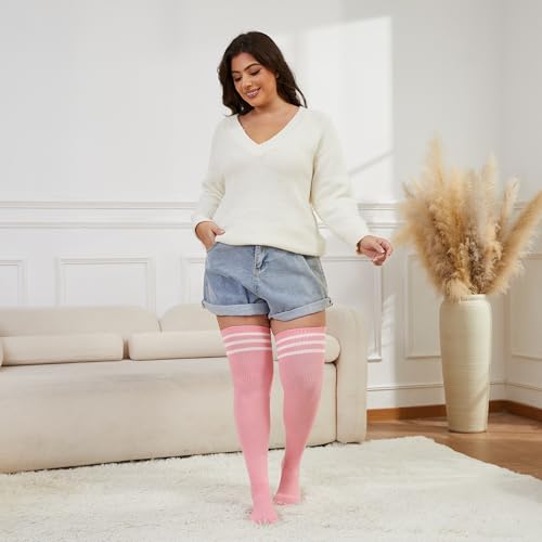 Image of Plus Size Thigh High Socks for Women Thick Thighs Cotton Knit Extra Long Over the Knee Leg Warmer
