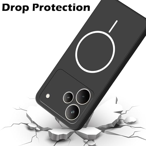 Image of amazon basics Back Cover for Realme P4 Pro 5G | Ultra Slim Soft Rubberised Case | Magsafe Logo Printed (Not Magsafe Compatible) | Camera Protection - Black