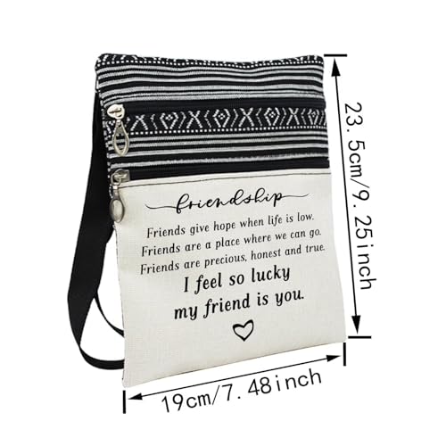 Friendship Messenger Bag Small Ethnic Pattern Printed Adjustable Strap Crossbody Zipper Bag Inspirational Slogan Phone Bag Wallet Cute Shoulder Handbag for Friends BFF Women2