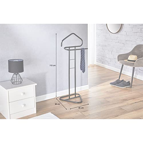 IDIMEX Herrendiener Camilo, praktischer Stummer Damen Diener mit Hosenbügel, schöner Kleiderbutler mit Sackohalter, moderner Kleiderständer in schwarz lackiert