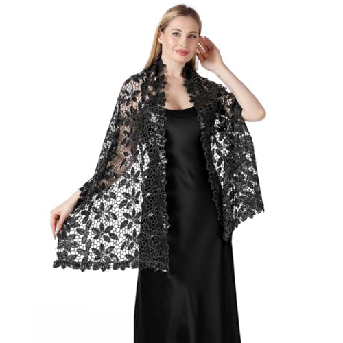 JIAHG Women’s Sparkly Sequin Embroidered Shawl Wedding Party Bride Shrug Bolero Tippet Evening Dress Shoulder Wraps Stole