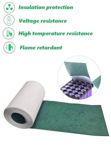 Image of Electrical Insulating Adhesive Paper, 150mm(5.91in) Width, 3m Length, 0.2mm Thickness, Green Self-Adhesive Battery Pack Insulator for 18650, 21700, 26650 Batteries