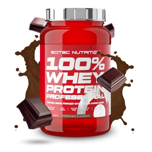 Scitec Nutrition 100% Whey Protein Professional - Angereichert mit zusätzlichen Aminosäuren und Verdauungsenzymen - Glutenfrei - Palmölfrei, 920 g, Schokolade