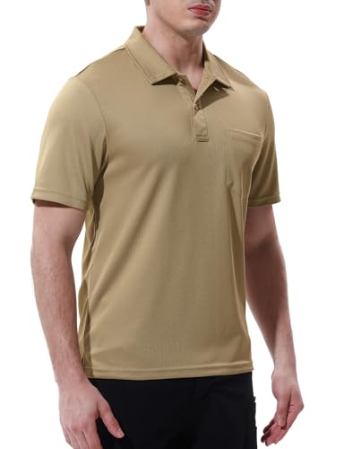 Image of Rdruko Men's Polo Shirts Short Sleeve Quick Dry Outdoor Golf Sports Shirts with Pocket