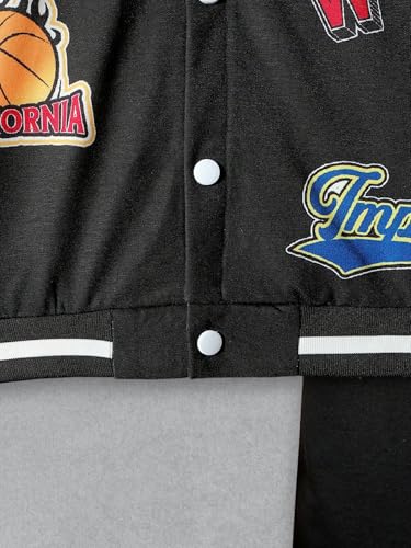 Boys 2 Pieces Sweatsuit Outfits Letter Graphic Bomber Varsity Jacket and Jogger Sweatpants Tracksuit Set for Boy 7-14Y4