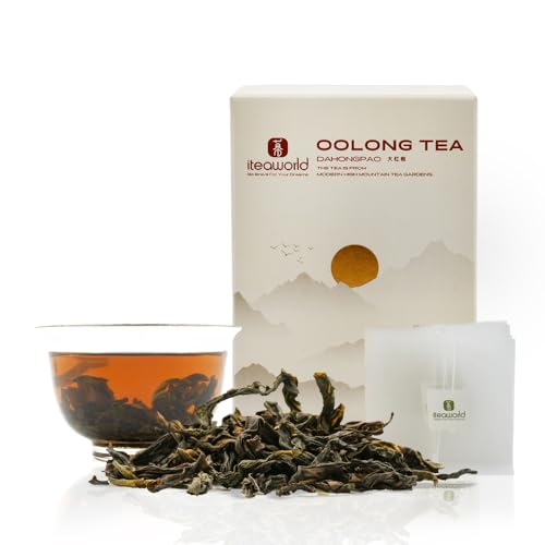 iTeaworld Da Hong Pao - Oolong Loose Leaf - Wuyi Rock Tea, Oolong Tea Loose Leaf Scent Whole Loose leaves for Daily Use, with 20 Eco-Conscious Tea Bags (3.5oz/100g)