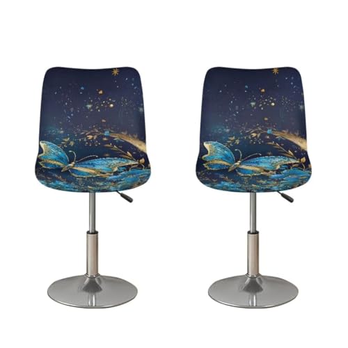 Image of Bar Stool Seat Covers,Butterfly 2 Pieces Washable Bar Stool Covers, Soft Durable Chair Seat Slipcover for Dining Room