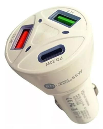 Carregador Celular Veicular 2 Portas USB 1 Tipo C - Turbo Universal Rápido 55W
