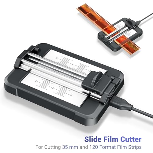 Negative Slide Film Cutter for 35mm 120 Format Film Strip, 35mm Negative Film Trimmer with 11 Levels Brightness Adjustable LED Backlight Panel, Support USB C and Graduated Mark