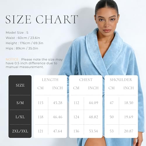 Image of HEARTNICE Womens Fleece Robes, Soft Plush Long Bathrobe, Thick Kimono Robes for Womens, Warm House Coat