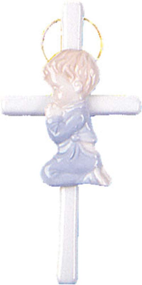 Cbc Men's Blue Ceramic Christening - Baptism Cross For A Baby Boy