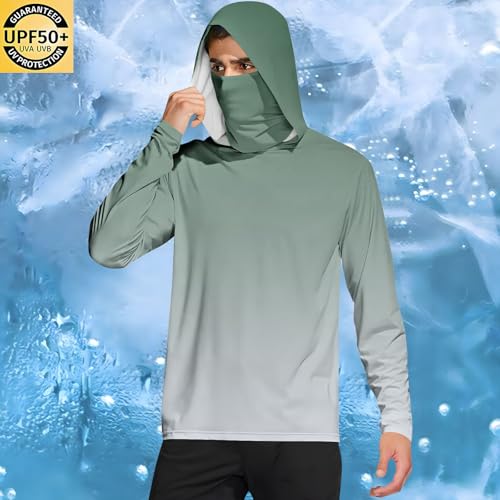 UPF 50+ Fishing Shirts for Men UV Protection Hoodie Shirt with Neck Gaiter Long Sleeve Quick Dry Hiking Sun Shirts2
