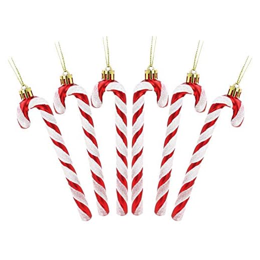 Christmas Concepts® Paquet De 6-13cm De Canne en Bonbon Glitter Décorations d'arbre De Noël (Rouge & Blanc)